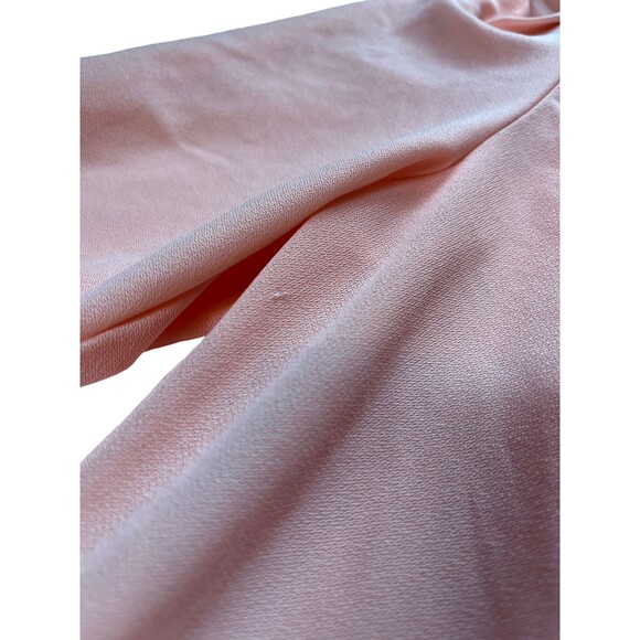 Vintage 80s‎ Peplum Party Dress Peach Pink Short Sleeves Buttons Wedding Retro S - Picture 10 of 14